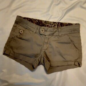 Freestyle Womens Khaki Embroidered Stitching Summer Khakis Casual Shorts